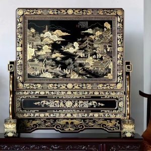 Large lacquer pile painting gold insert screen